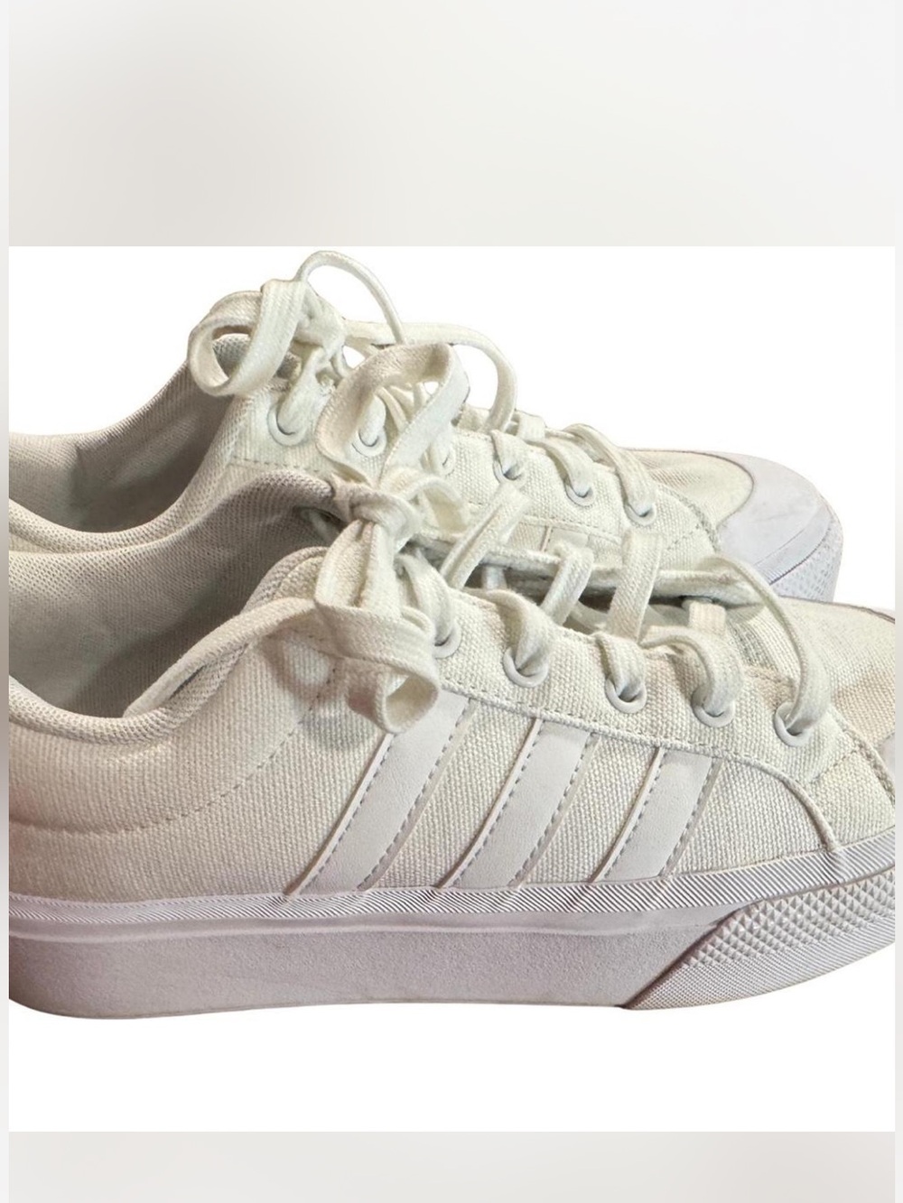 Adidas Originals White Canvas Platform Sneakers, size 8.5